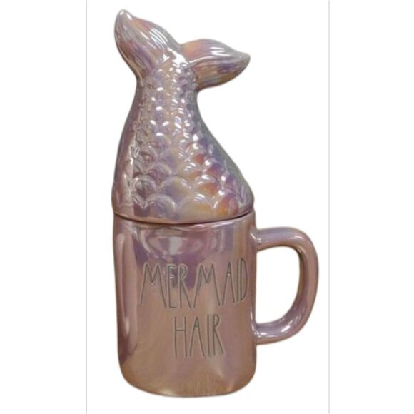 Rae Dunn MERMAID HAIR DONT CARE mug with topper - New - Picture 1 of 6